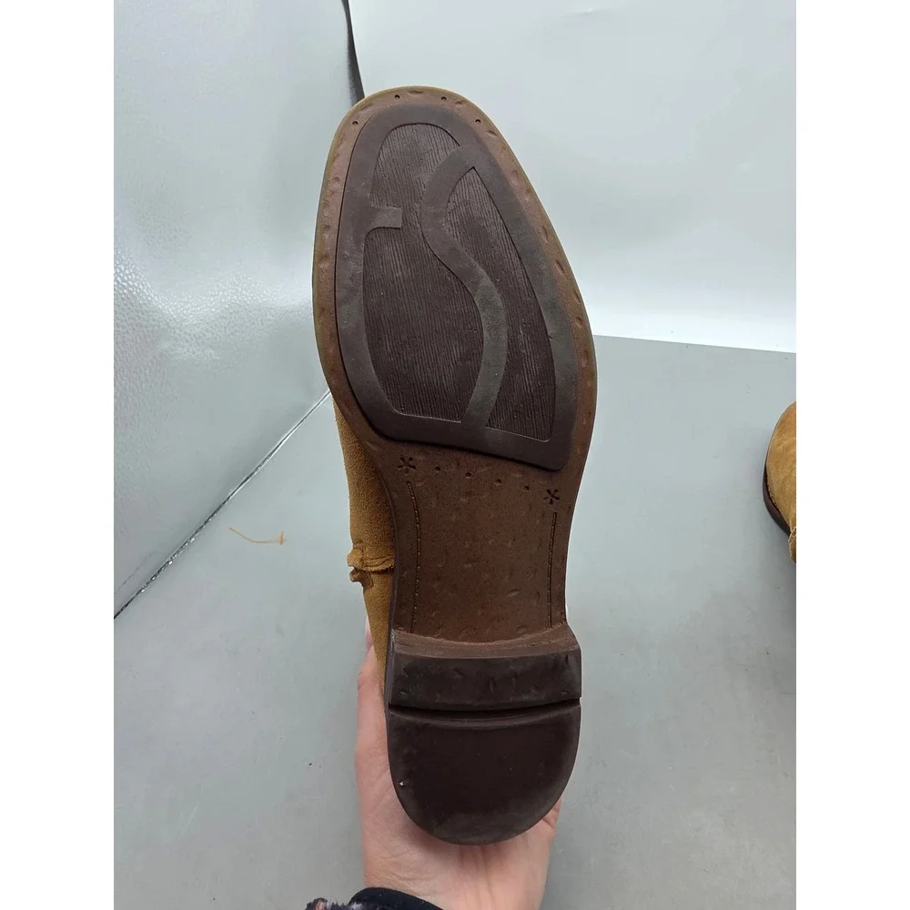 Franco Sarto Malina Tan Suede Ankle Boots‎ Womens 7.5 M Side Zip Round Toe